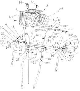 Handle Panel Diagram and Parts List for 3X26-INCH (31AH5JVAB56)(2023) Cub Cadet Snow Blower